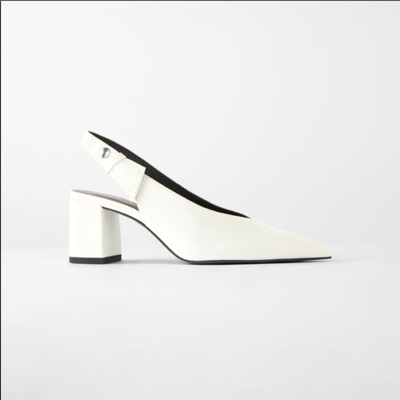 Zara Shoes - Animal Print Heeled Slingbacks Croc Effect